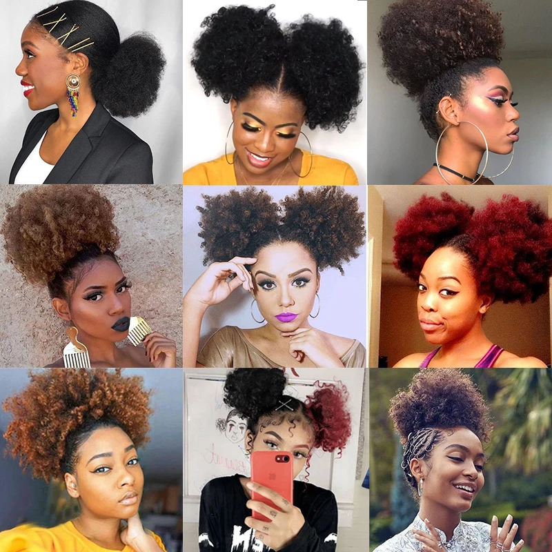 

LUPU Synthetic Hair Bun Puff Afro Kinky Curly Chignon Drawstring Short Ponytail High Temperture Fiber For Women