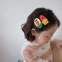 korean version of fashionable contrast childrens non woven cartoon flower hairpin baby clip hairpin two piece set