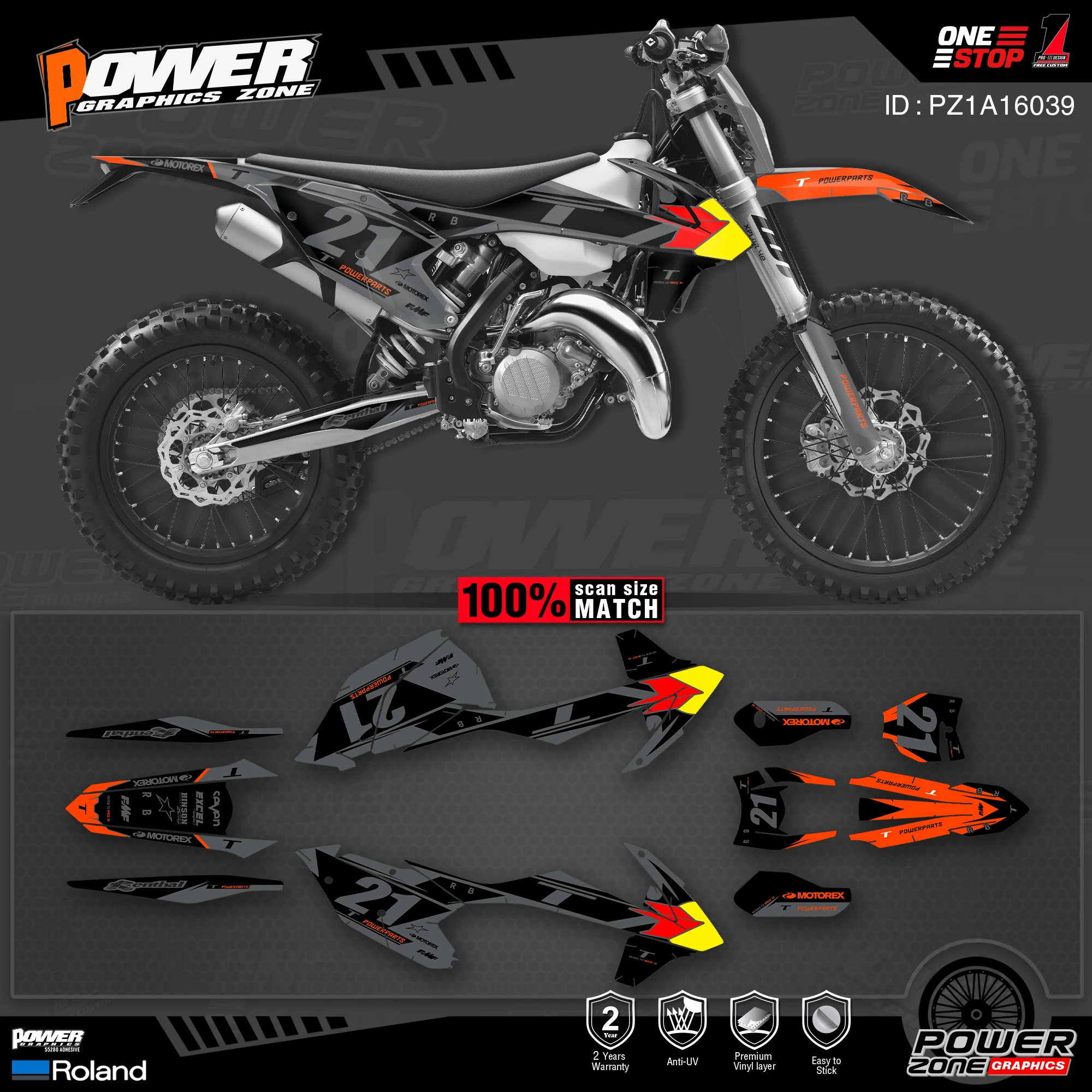 Персонализированные графические фоны PowerZone Team Набор наклеек для KTM SX SXF MX 16-18 EXC XCW