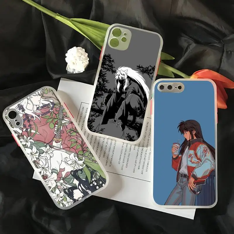 

Inuyasha Anime Cartoon Japanese Phone Case White Color Matte Transparent For iPhone 12 Mini 11 Pro X XR XS Max 7 8 Plus Cover