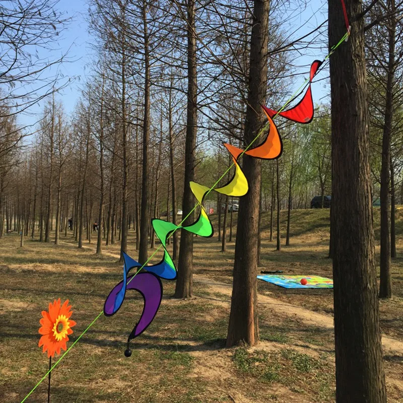 

6PCS Foldable Colorful Rainbow Spiral Windmill Wind Spinner Family Outdoor Camping Tent Windmill Camp Tent Yard Decor