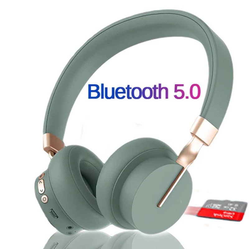 Bluetooth 5.0 Headphones Wireless Headset Hi-Fi Music headphone Support FM TF Card Aux Play Adjustable  Over Ear Earphone