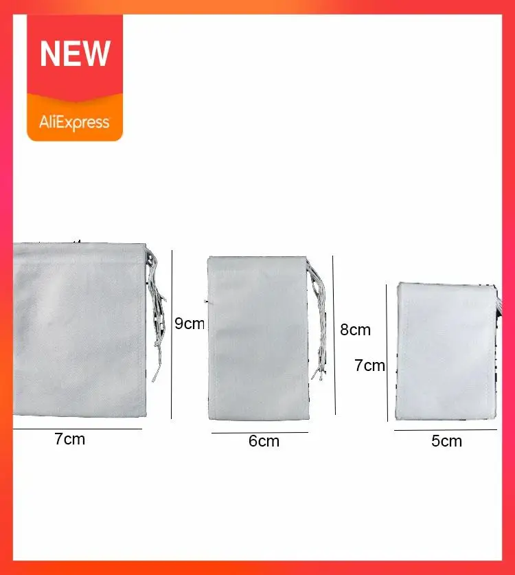 9*7 см 100 шт./лот чайные пакеты пустой ароматизированный мешочек на шнурке 5*7 см/6*8