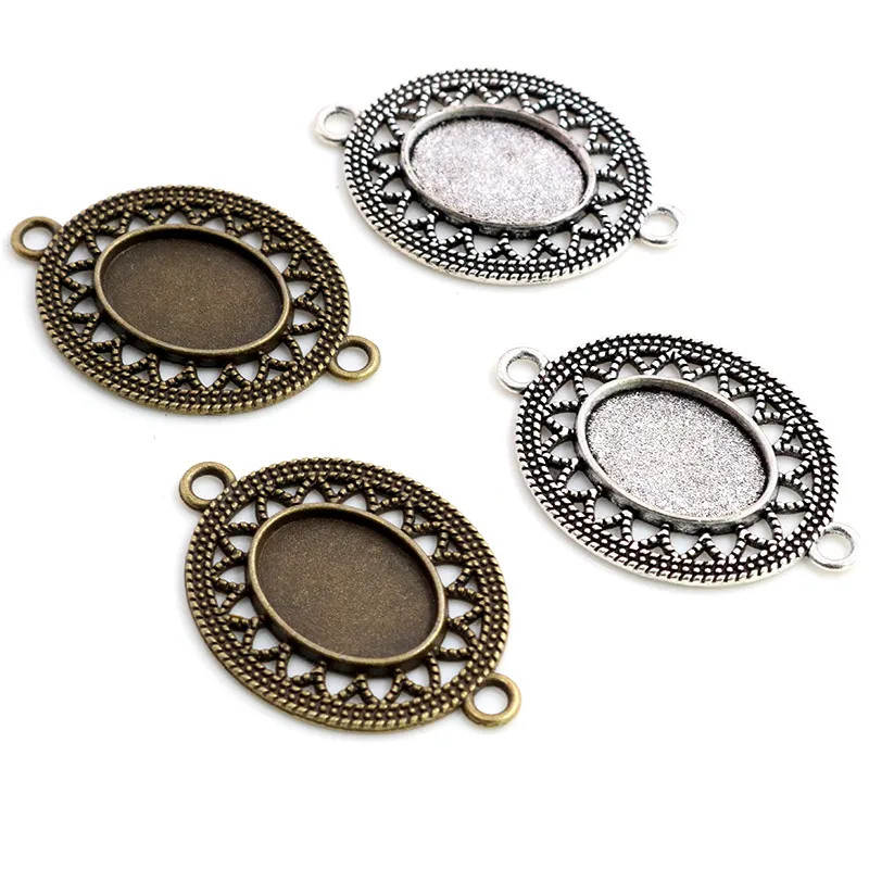 

10pcs 13x18mm Inner Size Antique Silver Plated Bronze Simple Style Cameo Cabochon Base Setting Charms Pendant Necklace Findings