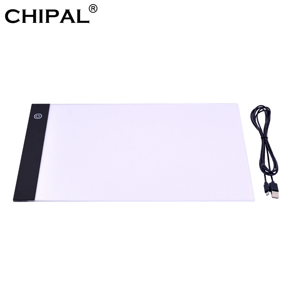 CHIPAL A4 светодиодный прямоугольник, планшет, копировальная доска, цифровой графический планшет, отслеживание USB, электронная художественная графическая живопись, доска для письма