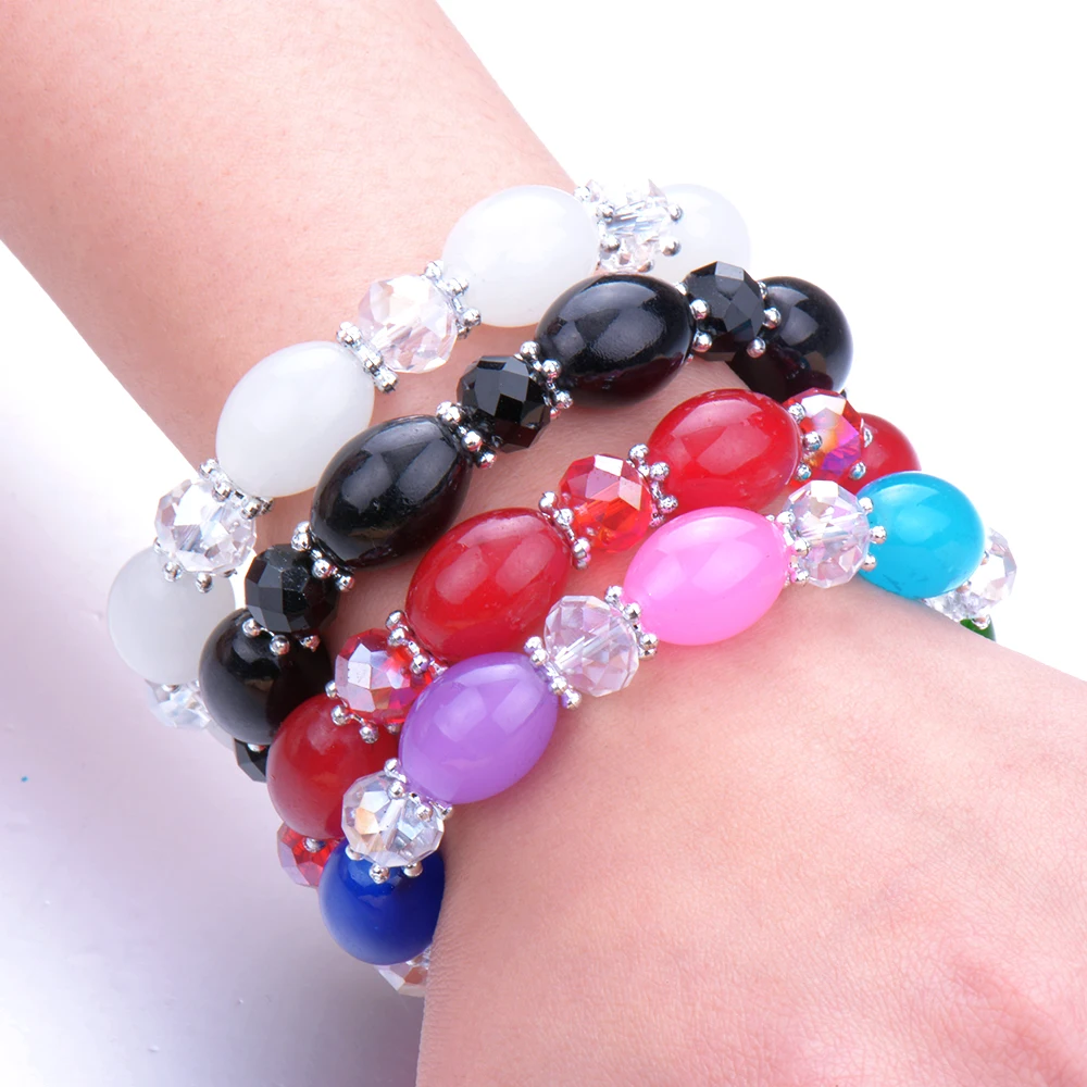 10 шт./лот браслет из стекла и камня круглые бусины браслеты Женские Ювелирные