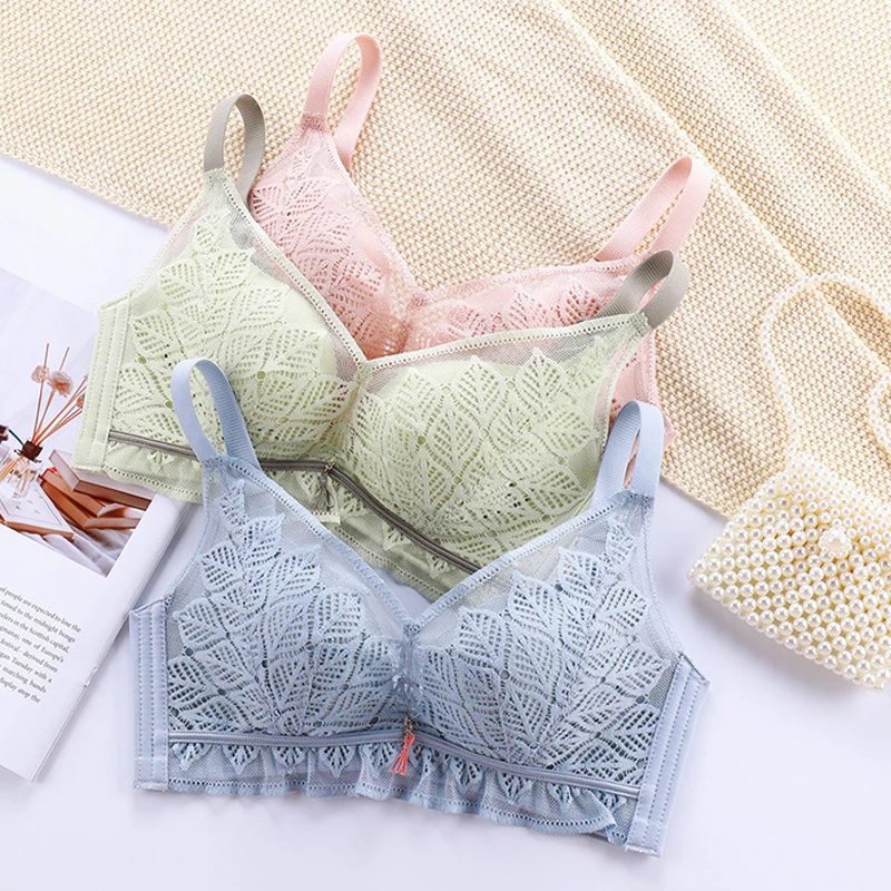 

Wasteheart Sexy New Women Fashion Black Blue Green Lace Padded Bras Push Up Wireless Bras Bralette Cup B Underwear Female Bras