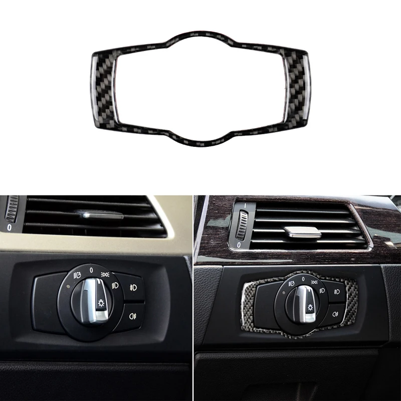 

10 шт. переключатель фар из углеродного волокна декоративная отделка для BMW 3 серии 320i 325 05-12 наклейка крышка отделка Аксессуары для стайлинга автомобиля