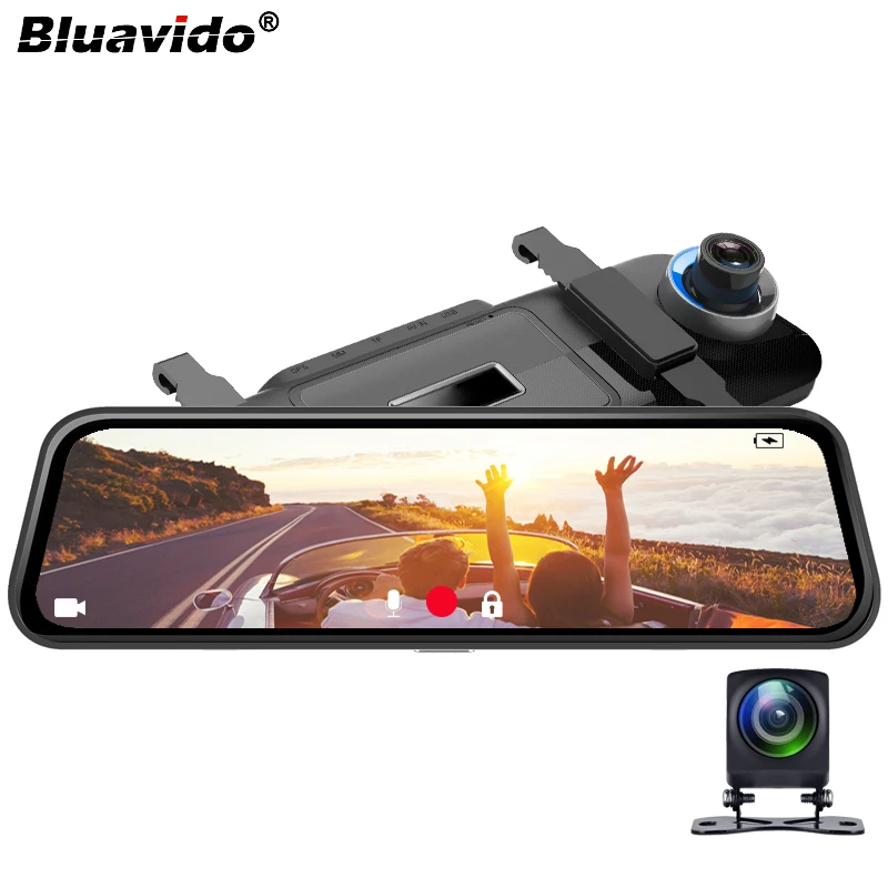 Bluavido двойной 1080P Автомобильное зеркало заднего вида DVR Камера с радар парктроник