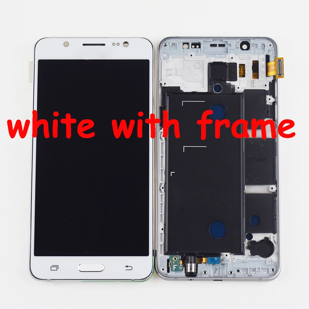 ЖК-дисплей для samsung Galaxy J5 J510 SM J510F J510FN J510M J510Y/DS+ кодирующий преобразователь сенсорного экрана в сборе - Цвет: white with frame