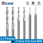 Фреза XCAN с плоским концом, 2 канавки, 10 шт., хвостовик 3,175, Спиральные Фрезы с ЧПУ для гравировки, 0,8-3,175 мм, карбидная фреза