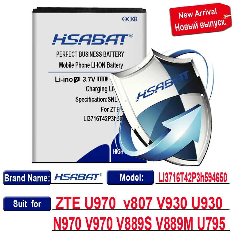 Новый аккумулятор HSABAT 4300 мАч LI3716T42P3h594650 для аккумулятора ZTE U970 v807 V930 U930 N970 V970 V889S V889M
