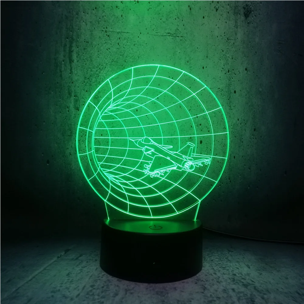 Новый дизайн 3D светодиодная USB лампа космический самолет через вуаль времени 7