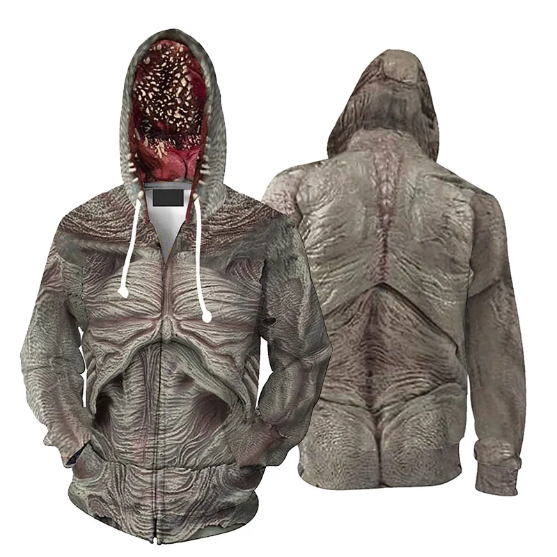 

Stranger Things Demogorgon Hoodie Cosplay Costume Men's Casual Jacket Zipper Hooded Sweatshirt The Monster Coat Drop Ship