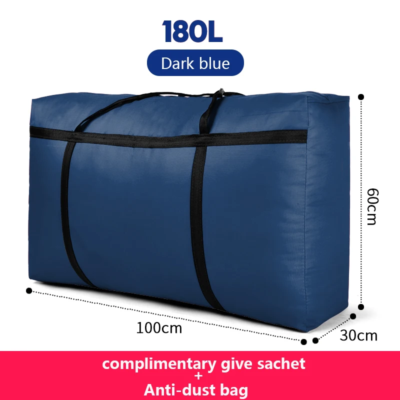 Dark blue 180L Дорожная сумка, холщовая, переносная, для женщин, для выезда за границу, сумка для багажа, большая вместительность, 40L-180L, большая, переносная, для дома, сумка для хранения, очень большая - Цвет: Dark blue 180L