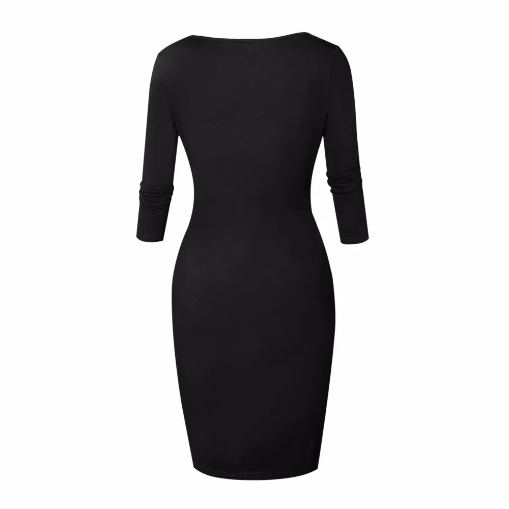 

2018 Summer Autumn Women Dress Blue Red Black Dress Fashion Dress Knee-Length Sexy Party Office Wear Dress