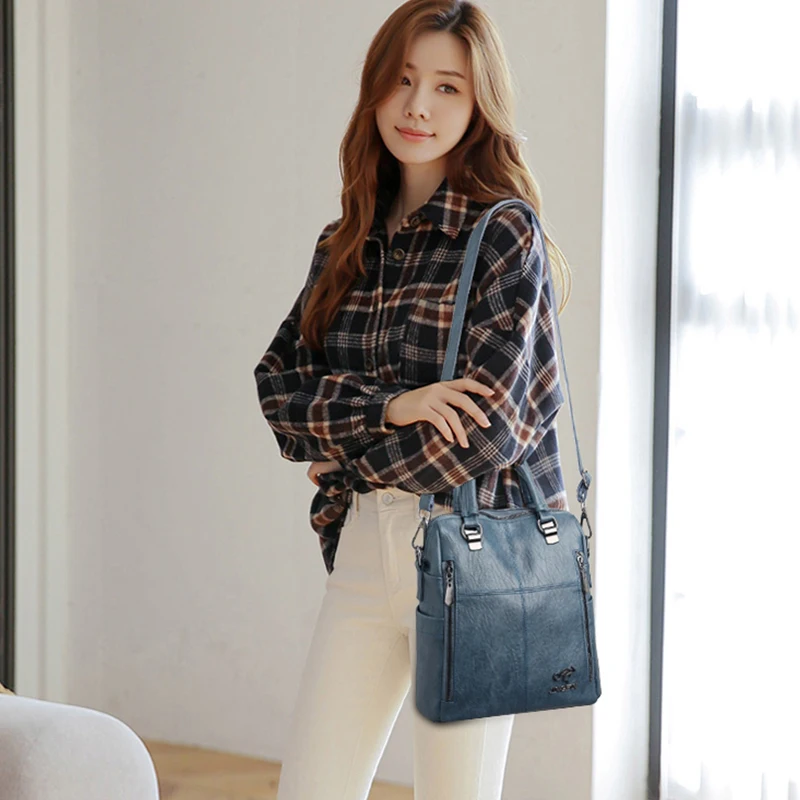 2021 многофункциональные женские кожаные рюкзаки высокого качества Sac Dos женский