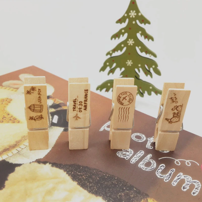 8 шт./компл. фото зажим узор с надписью + 1 Веревка креативный винтажный дом