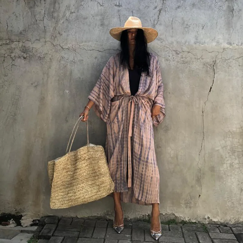 

2021 Sexy Bikini Cover-ups Boho Printed Fringed Long Kimono Carfigan Tunic Women Plus Size Beach Wear Swim Suit Cover Up A751