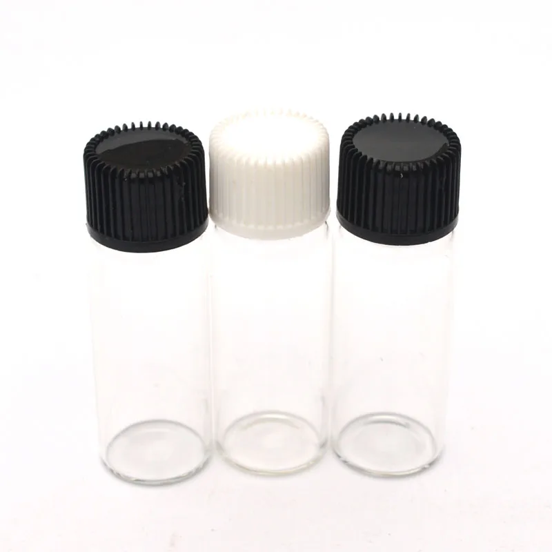 

300pcs Mini Essential Oil 5ml Perfume Sample Glass Bottle with Orifice Reducer Siamese Plug Screw Cap Small Clear Vials