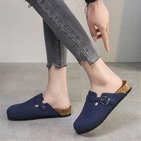 2020 autumn winter mens closed toe slippers new suede leather flats sandals for male garden clog slides unisex plus size 35 45