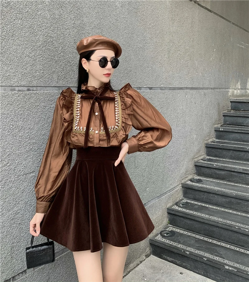 Женская юбка осень 2021 новый стиль маленький Гонконгский Стиль французский Ретро