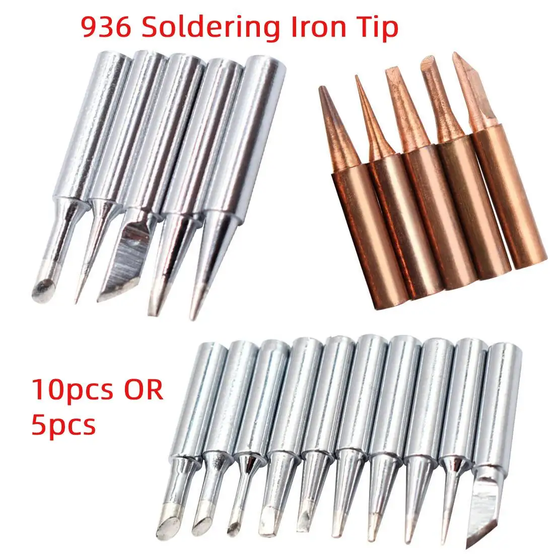 

10pcs/ 5pcs Lead-Free Soldering Solder Iron Tips 900M-T For 933.376.907.913.951,898D Soldering Rework Station Welding Tips