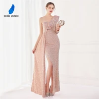 deerveado elegant sequin one shoulder mermaid prom dresses 2022 long formal dress womens evening party dress maxi dress