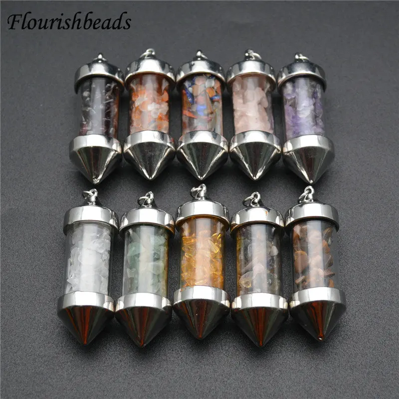 

Мульти чипы из натурального камня, бусины в форме пули, оба конца, кулоны, ожерелье, ювелирное изделие, 10 шт. в партии