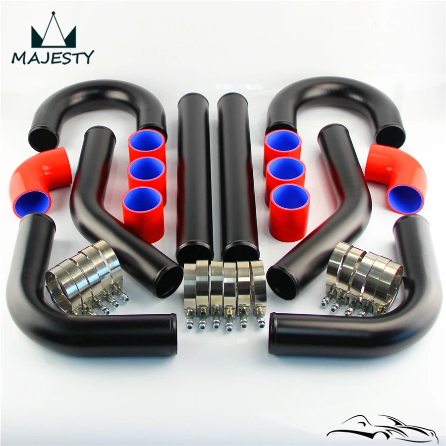 

UNIVERSAL TURBO BOOST INTERCOOLER PIPE KIT 2.25" 57MM 8 PCS Aluminum PIPING