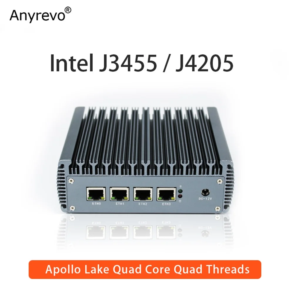 Безвентиляторный мягкая маршрутизатор Intel Celeron J3455 4 ядра мини ПК с VGA HD MI сетевая