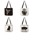 Модная черно-белая дизайнерская сумочка, наплечная сумка с принтом животных, совы, кота, свиньи, Повседневная офисная уличная Сумка-тоут