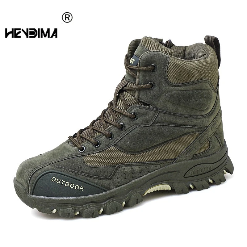 

Men's Tactical Military Boots Men Genuine Leather US Army Outdoor Hunting Trekking Camping Mountaineering Winter Work Shoes