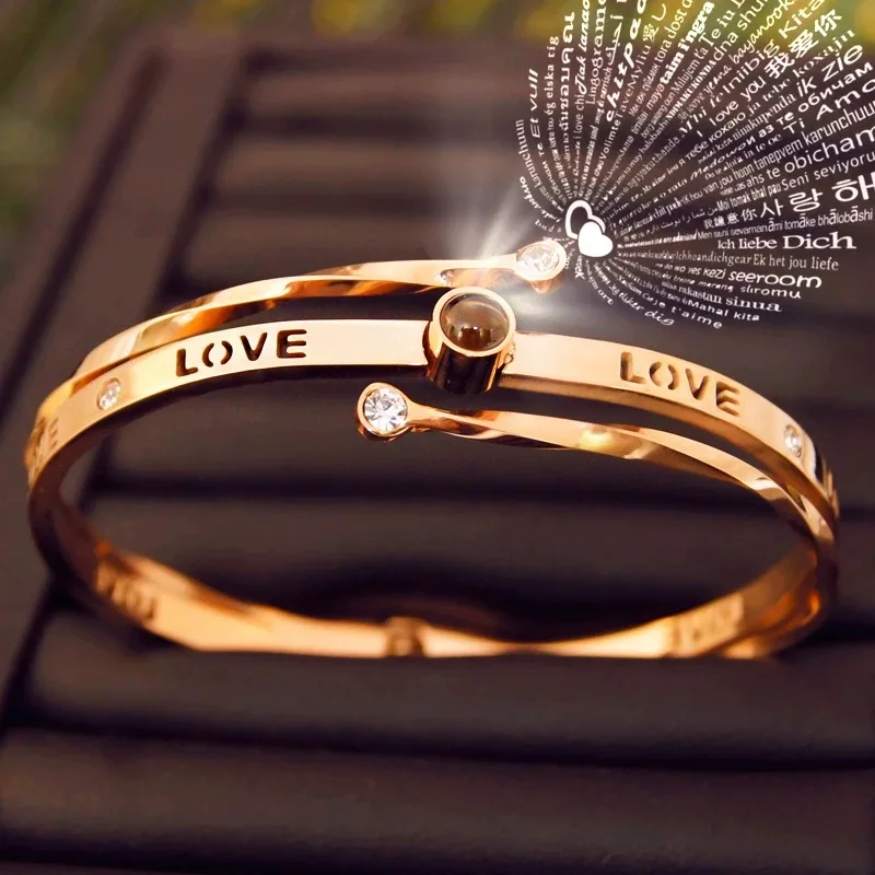 100 языков проекционный браслет I love you титановый из нержавеющей стали браслеты