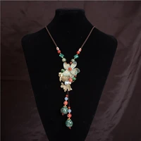 bohemian necklace flower fish ceramic pendant necklace vintage sweater chain female classic handmade coloured glaze chains