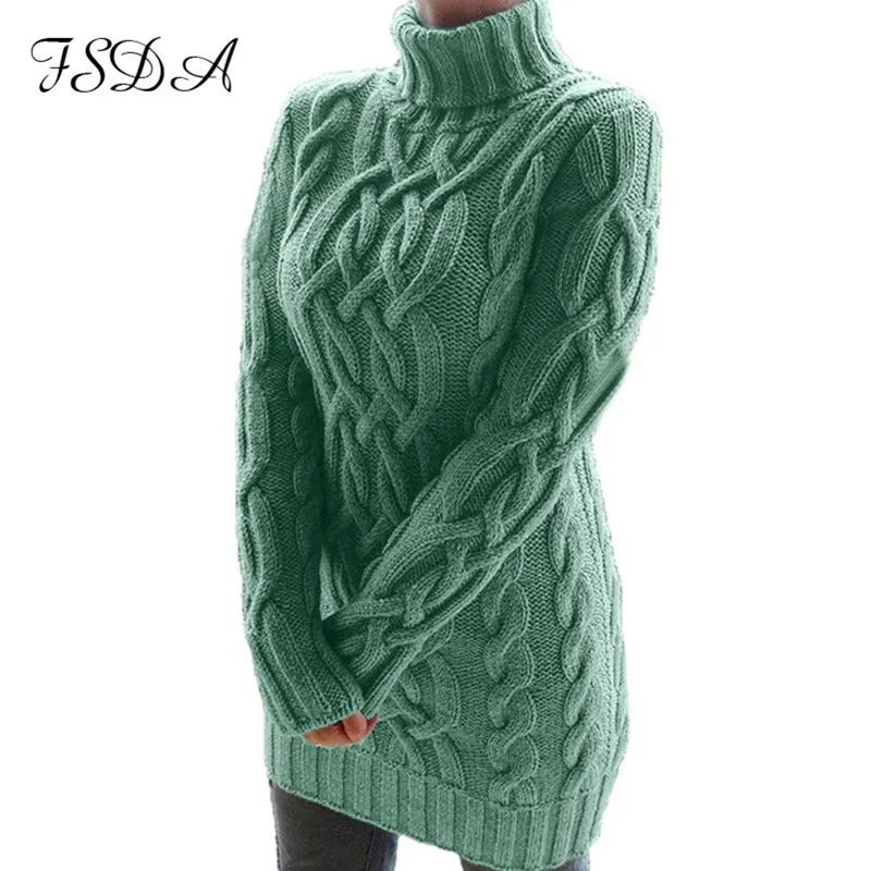 Трикотажное платье свитер с длинным рукавом и воротником хомутом|Женские платья|