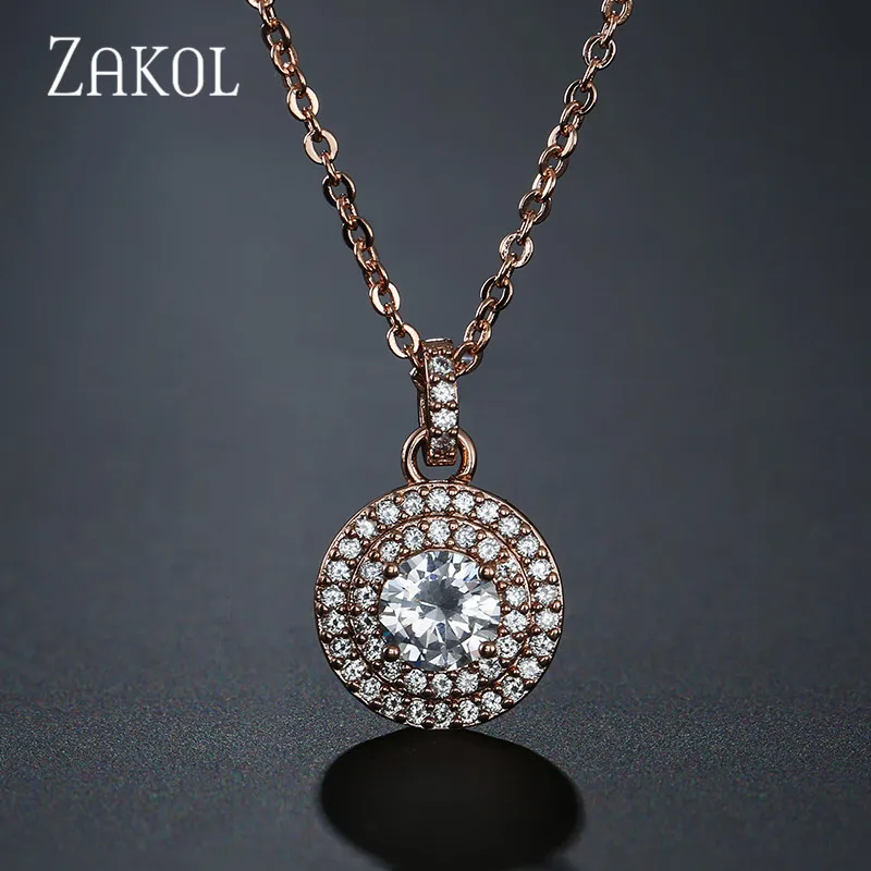 Женское Ожерелье ZAKOL классическое ожерелье с микро цирконием модное свадебное