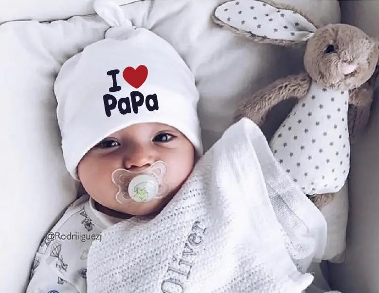 Фирменный детский Чепчик для сна шапка с надписью i love papa детская глазом девочек и
