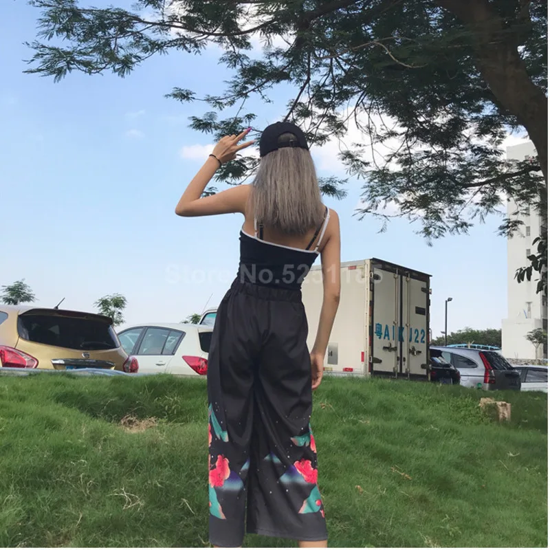 

Men Japanese Style Harajuku Wide Leg Trousers Ukiyo-e Wave Printed High Waist Loose Harem Pants Women Chinese Streetwear Costume