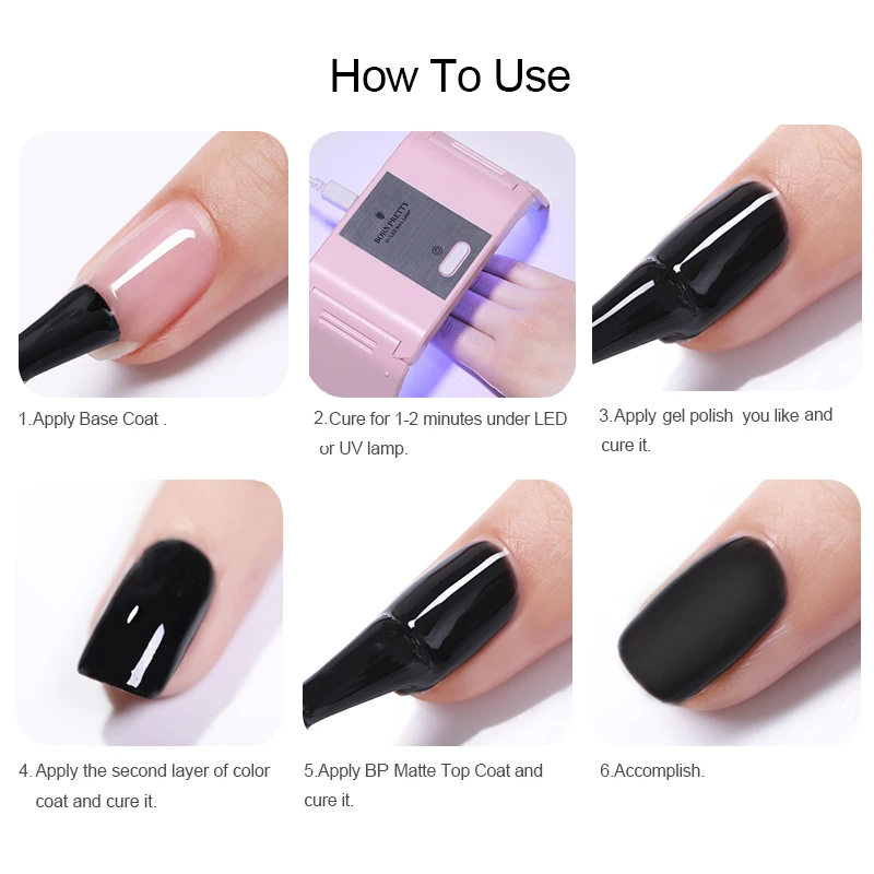 BORN PRETTY Gel Polish Plum Color Semi Permanent Soak Off Gel Nail Polish 60 Colors Nail Art Gel Varnish Matt Top Coat Need 6ml