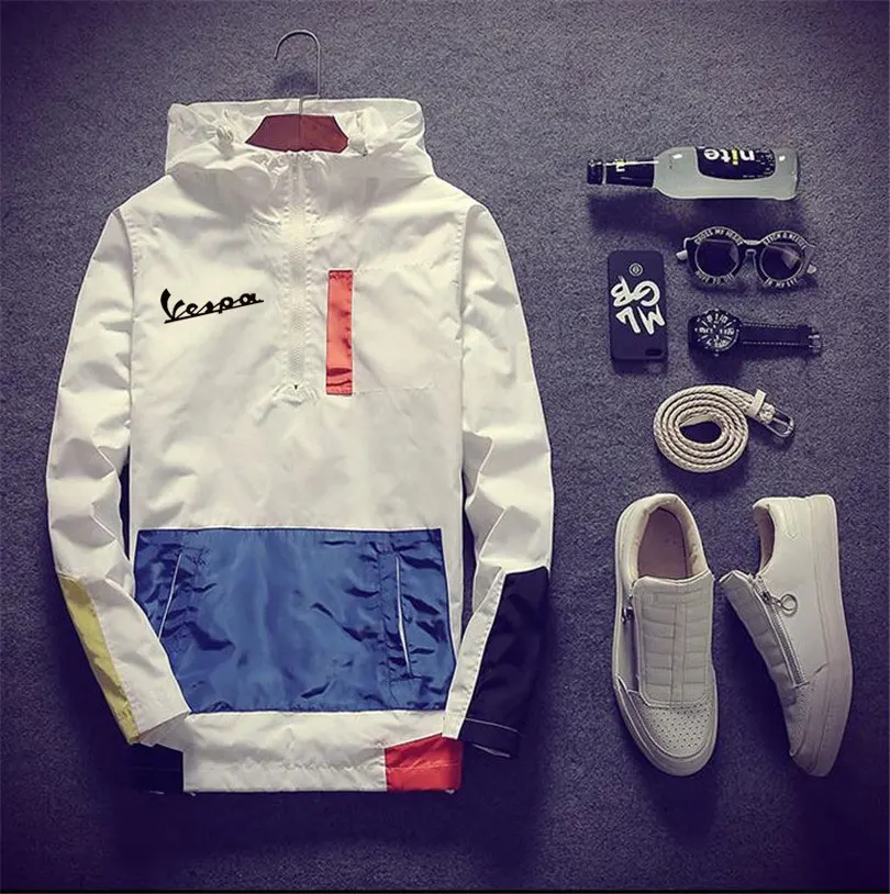 

2021 Men's New Hot Sale Fashion Casual Vespa Windbreaker Jacket Long Sleeve Hooded Zipper Outdoor Waterproof Sports Jacket