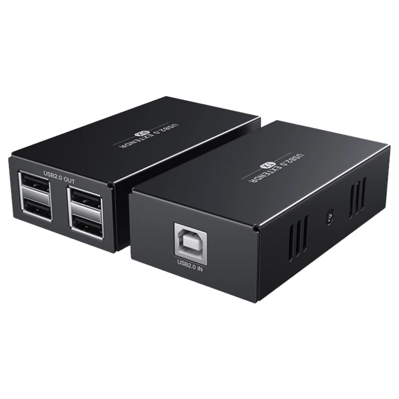 

USB Extender 1 in 4 Out USB2.0 to RJ45 Extender 50 Meters Can Receive Multiple USB Devices At the Same Time(EU Plug)