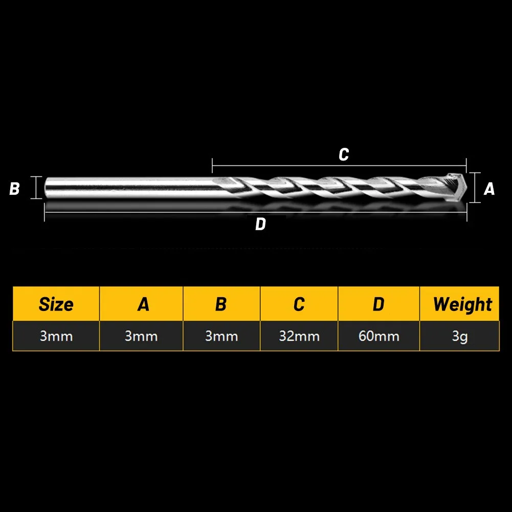 

3mm 10PCS Round Shank Alloy Impact Straight Shank Drill Multi-function Drill Bit Aluminum Hand Drill With Keyless Chuck Hand