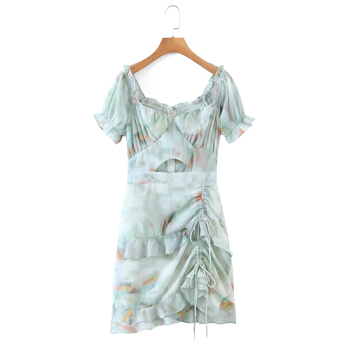 

JCÂ·KILIG 2021 Summer New Slimming and Slimming Versatile French Flounce Drawstring Print Waist Dress Skirt D937