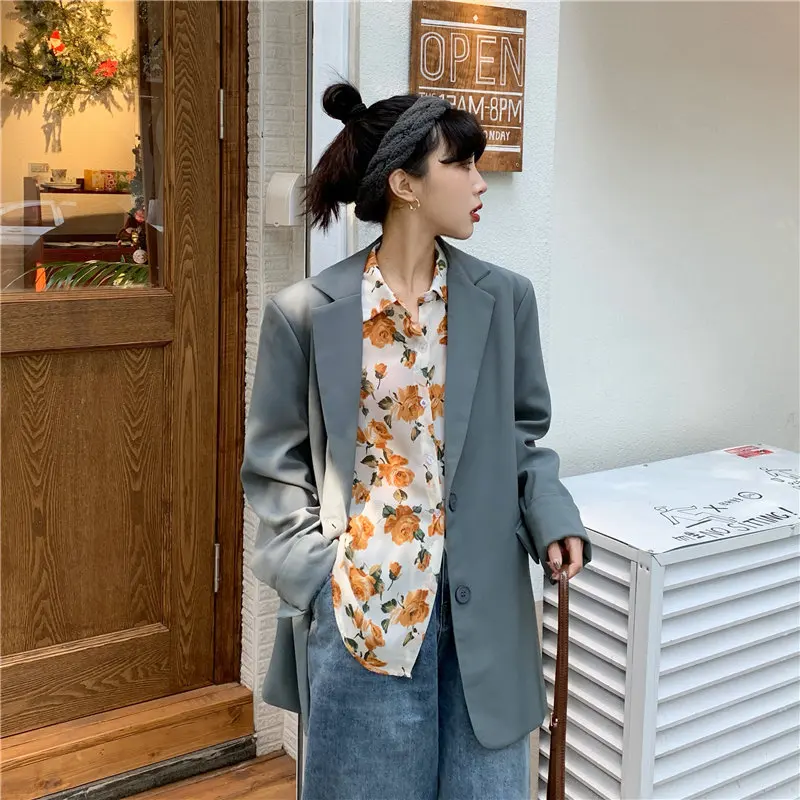 

HziriP High Quality All Match Hot Brief Casual Fashion Lapel Basic 2020 Hot Sale Brief OL Loose Solid Women Office Lady Blazers