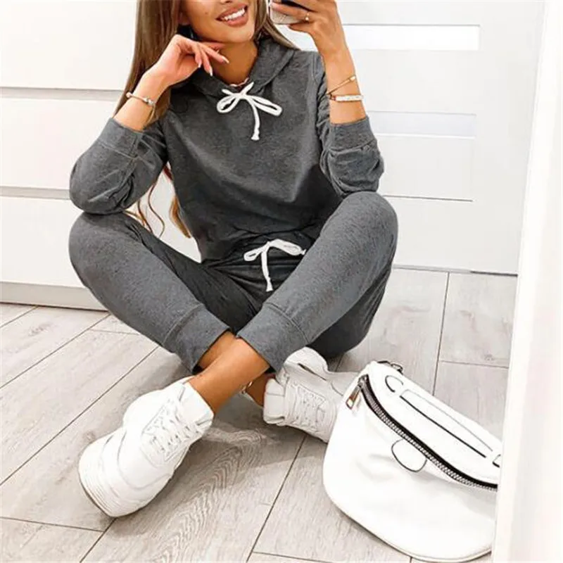 

2020 Tracksuit Women Set Harajuku Clothes Long Sleeve Pullover Hooded Sweatshirt Hoodie Pants Two Piece Set Autumn Spring Suits