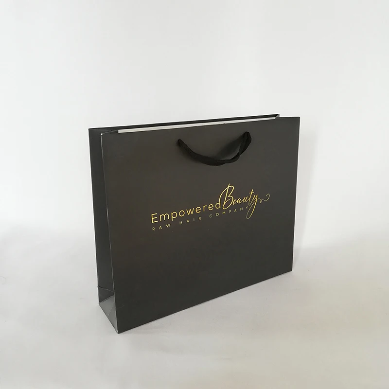 Оптовая Продажа 1000 шт./лот Роскошный Матовый черный бумажный пакет для покупок с