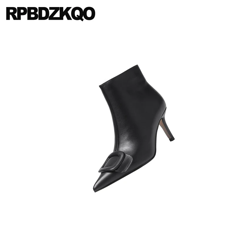 С боковой молнией сапоги на ремешках Цвет Черный Сезон осень 2021 Ботильоны