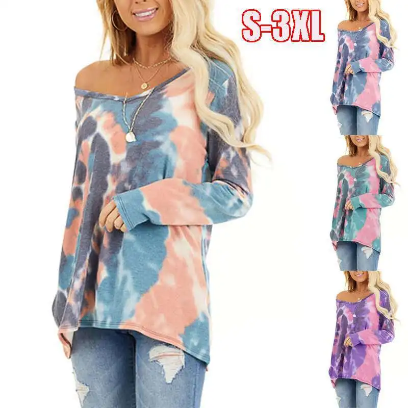 

New 2020 Women's Casual Long-Sleeve Round Neck Printed T-shirt Spring And Autumn Loose Plus Size Fashion Women's T-shirt S-5XL
