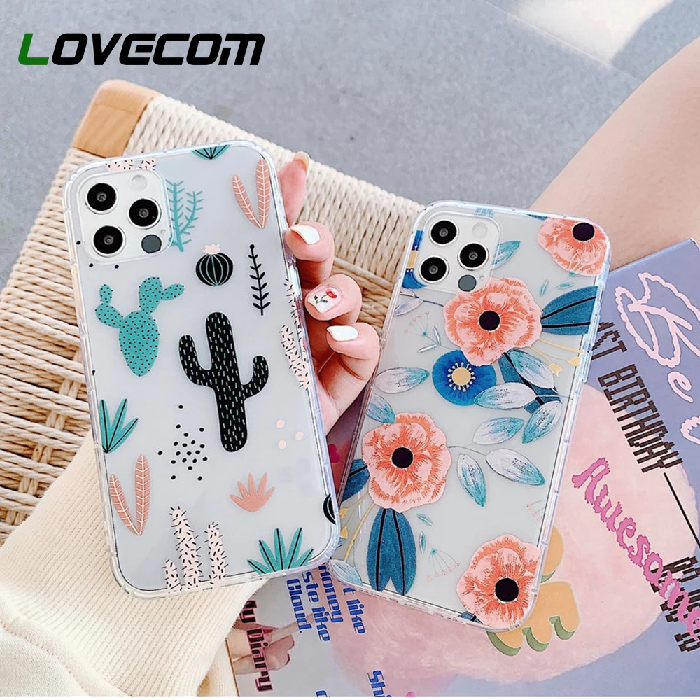 Чехол LOVECOM для телефона iPhone 12 Mini 11 Pro Max XS XR 7 8 Plus X противоударный прозрачный мягкий